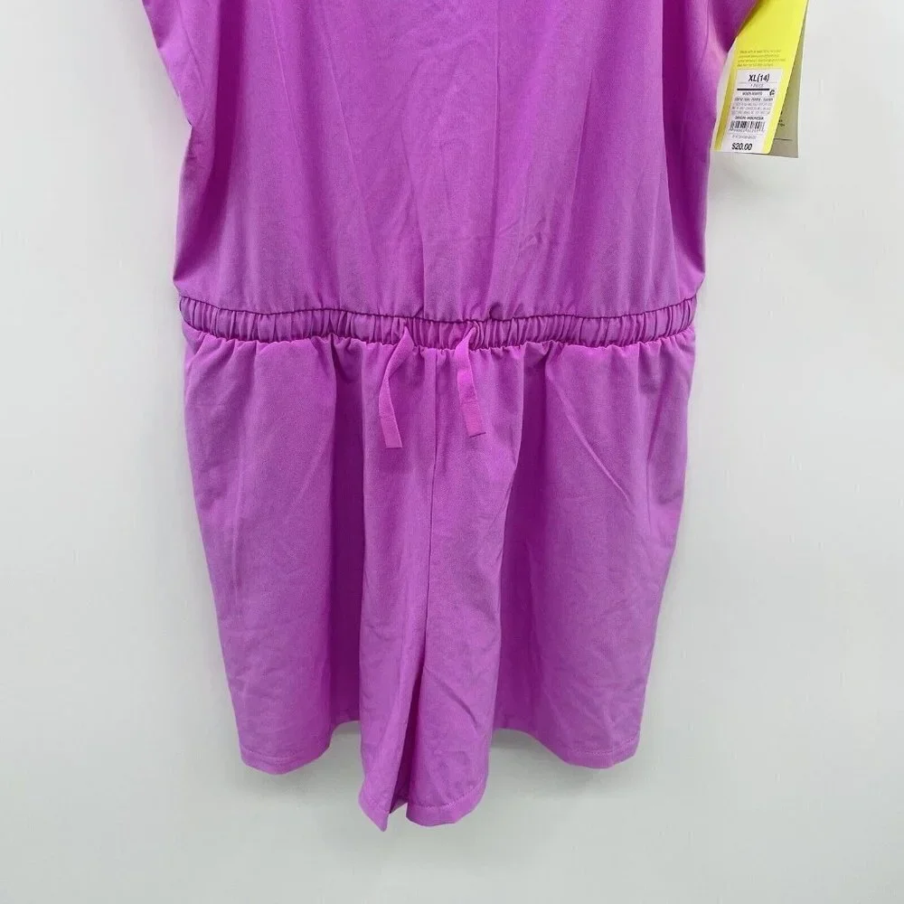 All in Motion Youth Girls XL 14 Sleeveless One Piece Woven Romper in Purple 2224